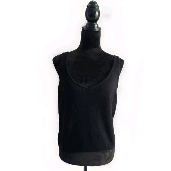 lamberto losani Women's Black Cashmere Sleeveless V Neck Sweater Vest M - Picture 1 of 6